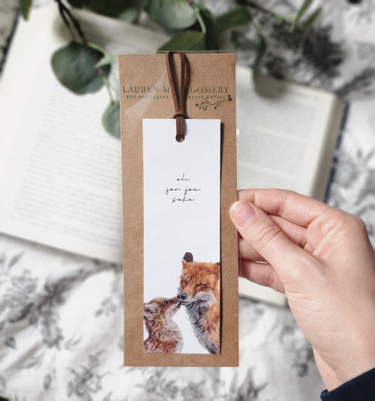'Oh, For Fox Sake' Bookmark with Faux Suede Cord