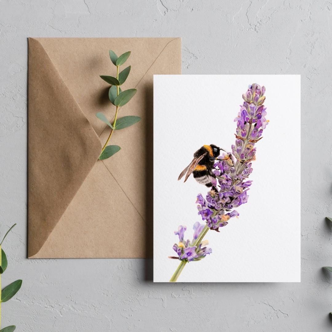 Bumblebee & Lavender Greeting Card - Mix & Match Sale (Buy 4 for $20)