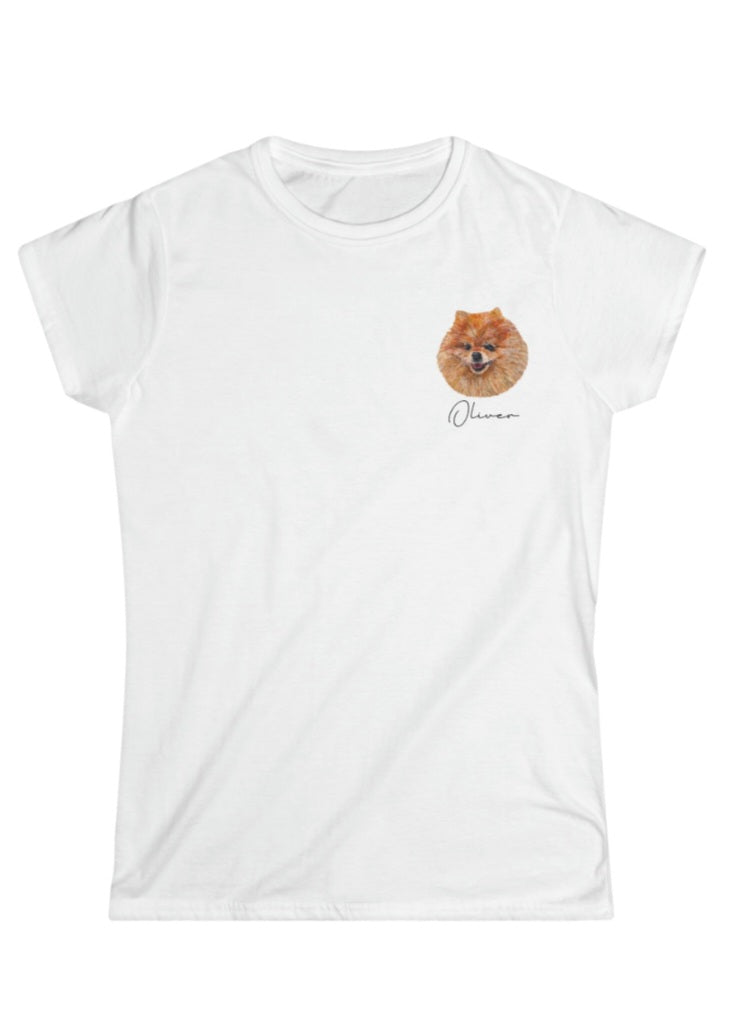 Ladies T-Shirt with Pet Portrait (Multiple Colours Available)