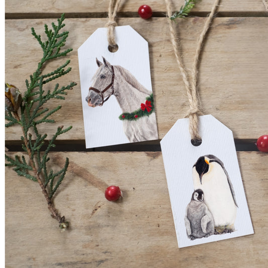 Christmas Gift Tags (4 Pack - 2x Penguins, 2x Christmas Horse)