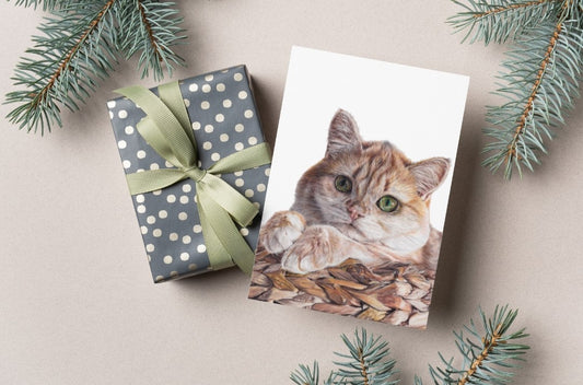 Cat in a Basket Greeting Card - Mix & Match Sale (Buy 4 for $20)